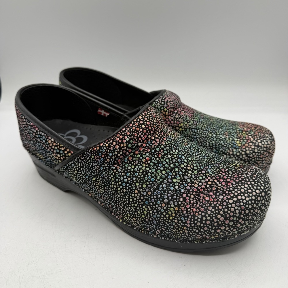 Sanita Professional Coral Clogs Womens EU 42 US 11 Black Colorful Nursing Shoes‎